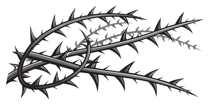 Sharp Thorns Vines, Floral ,