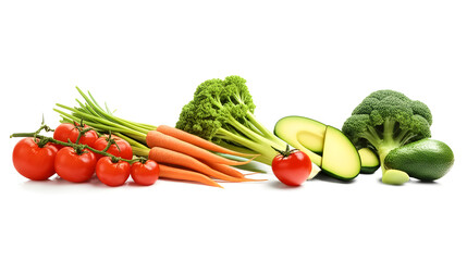 Fresh vegetables lying on white background promoting healthy eating habits