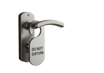 Isolated Do Not Disturb Sign Hanging on Door Handle
