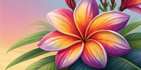 Vibrant Plumeria Blossom, Tropical Flower Art,Floral Art
