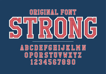 Classic college varsity font alphabet. Varsity sport font in western style for baseball, football or basketball logo, brand and t-shirt. Athletic department typeface, varsity stylish font alphabet
