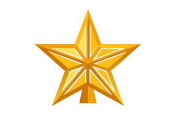 Obraz premium A bright golden star ornament with intricate geometric patterns on a black background