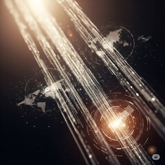 Satellites sending data to earth, creating global communication network