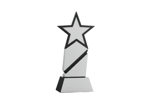 Isolated Black and White Minimalist Trophy Award