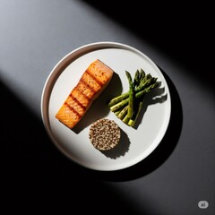 Grilled salmon with asparagus and quinoa creating delicious and healthy meal