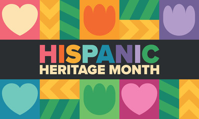 National Hispanic Heritage Month in September and October. Hispanic and Latino Americans culture. Celebrate annual in United States. Poster, card, banner and background. Vector illustration