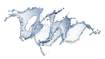Blue water splashing on a backdrop.