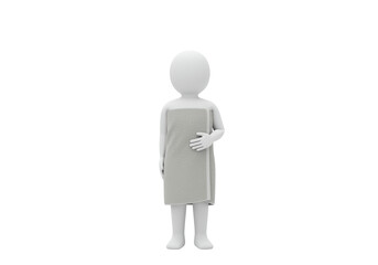 Isolated Stick Figure Wrapped in Towel, Post-Shower