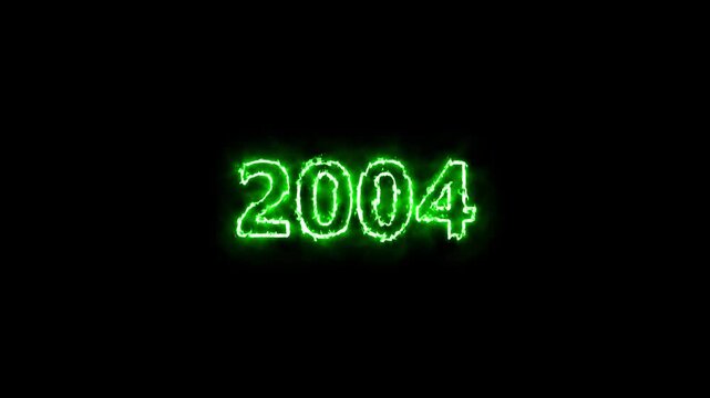 video animation - abstract fire green color of the numbers 2004 - represents the new year - motion animation - happy new year concept