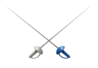 Isolated Crossed Fencing Foils for Competitive Sport