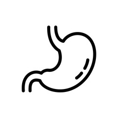 Stylized outline illustration of a human stomach, representing anatomy and digestion, isolated on a white background