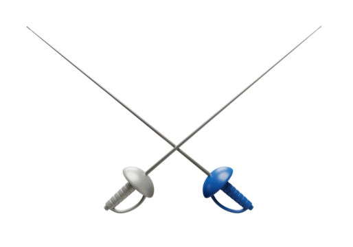 Isolated Crossed Fencing Foils for Competitive Sport - Powered by Adobe