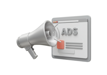 Isolated Megaphone and Advertisement for Marketing