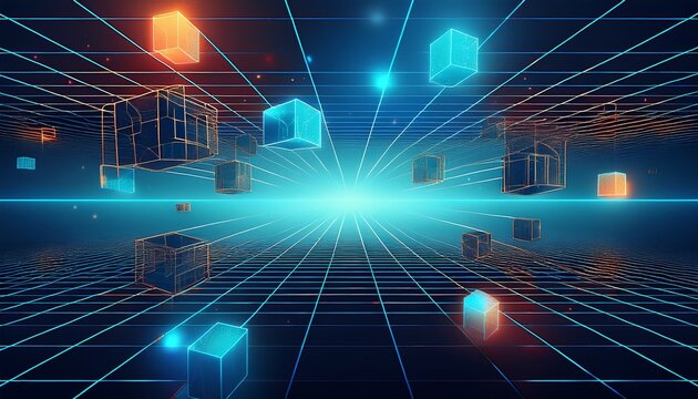 network connection technology cubes and squares