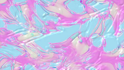 Abstract colorful wavy water background in blue pink color. Modern colorful wallpaper. 3d rendering. Gradient waves flowing motion design background 4k