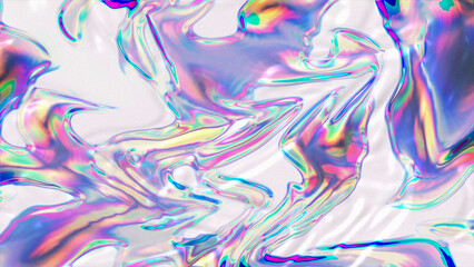 Fototapeta premium Abstract wavy water background in colorful gradient color. Modern colorful wallpaper with grain effect. 3d rendering. Gradient waves flowing motion design background 4k