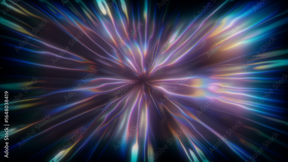 Aufkleber radiant rainbow gradient light patterns erupt from a central point and sparkle in the light