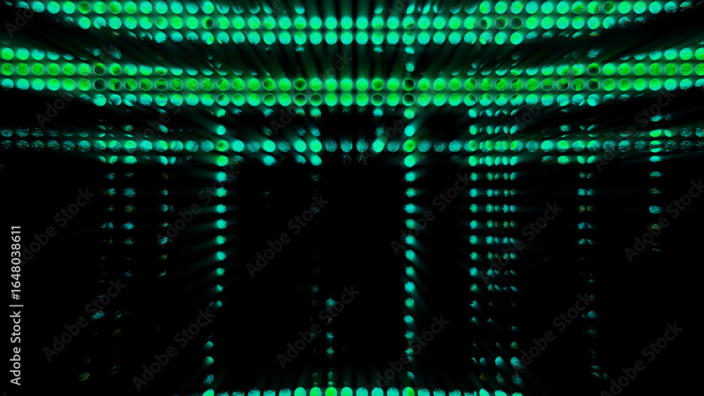 Poster speed dots retro pixeled background animation. green transition lines of tv signal, abstract geometr