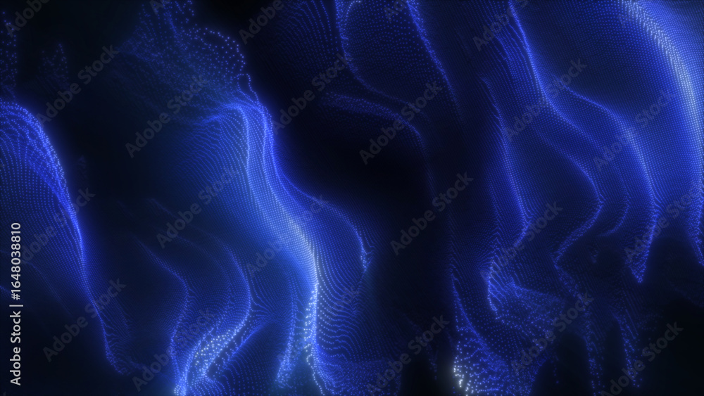 Poster abstract background with flickering glowing particles line with bokeh effect. the concept of space -