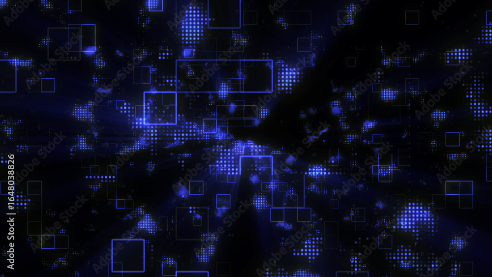 Poster blue animated background in technology concept. abstract blue led rectangles. technology digital squ