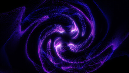 Abstract magical hypnotic energy space particles tunnel vortex shape in purple color with glow effect © vannet