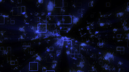 Blue animated background in technology concept. Abstract blue LED rectangles. Technology digital square blue color background. Blue pixel grid background. 4k animation.
