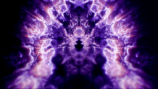 3D rendering, abstract geometric background, virtual reality, computer generated fluorescent ultraviolet fire light, glowing neon lines, triangular tunnel with straight smooth road