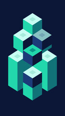 3d clay cube arrangement mint navy palette