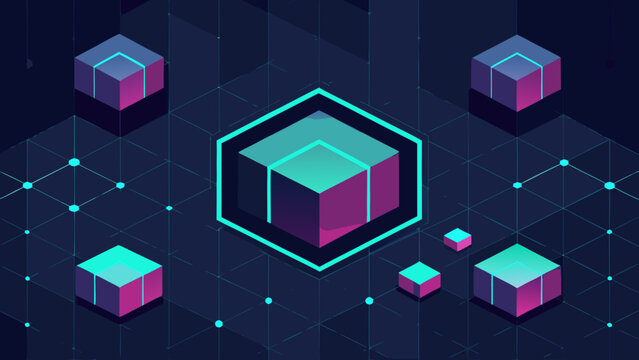 ar marker backdrop isometric cubes neon