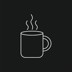 Minimalist Steaming Mug Line Art Icon, Simple Hot Drink Outline, Modern Vector Graphic for Coffee, Tea, and Beverage Themes.