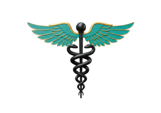 Isolated Medical Symbol with Wings and Snake Staff