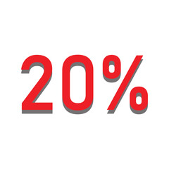 Red 20% Off Sale Discount Graphic; Bold, Modern, and Clean Design for Marketing Materials.