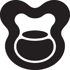 Abstract black and white kettlebell shape with rounded edges and circular center on a plain background