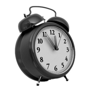 a halftone retro alarm clock with transparent background
