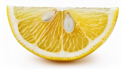 bright yellow lemon slice with seed isolated