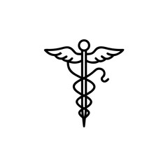 Simple Line Art Caduceus Medical Symbol health medicine