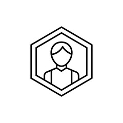 User profile icon in hexagon outline avatar person