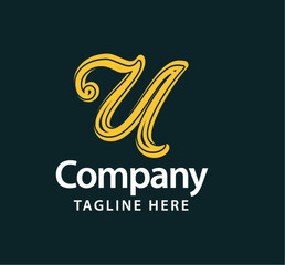 letter U with sphere atop in studio setting. Modern graphic design element in minimalist background. Designer/artist with geometric design professional studio. 3D render.