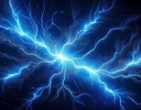 abstract blue lightning on dark background