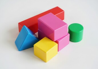 Obraz premium Colorful building blocks isolated on white background