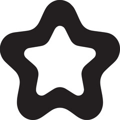 A graphic rendering of a black star outline with a white star inside on a white background simple design