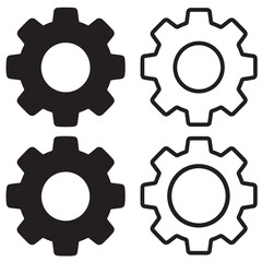 Set of gears and gear wheels icon collection for engineering and industrial design vector