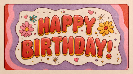 A charming retro-style birthday card featuring Happy Birthday text in vintage typography, perfect for nostalgic celebrations. The classic design evokes warmth and joy, making it ideal for heartfelt