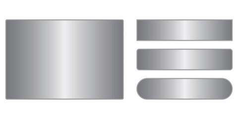 Empty shiny silver bronze steel rectangle metallic plate sheet for nameplate or decoration use with transparent background metal texture for design and template