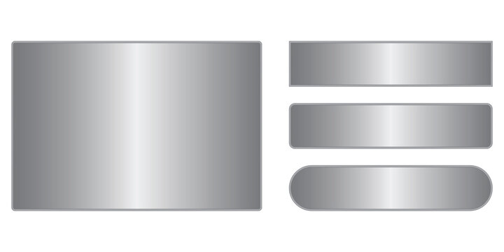 Empty shiny silver bronze steel rectangle metallic plate sheet for nameplate or decoration use with transparent background metal texture for design and template