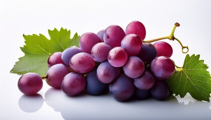 fresh grape fruit with leafy accents on a clean white surface