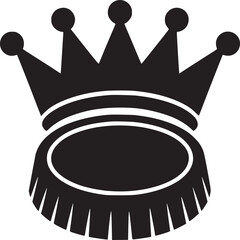 A graphic illustration of a black crown with a unique base on a white background design element