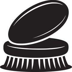 A monochromatic illustration of a brush with an open lid on a white background design style