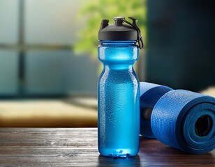 sport blue plastic water bottle