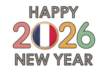 Happy 2026 New Year with French Flag Cookie, Festive Celebration, Holiday Greeting
